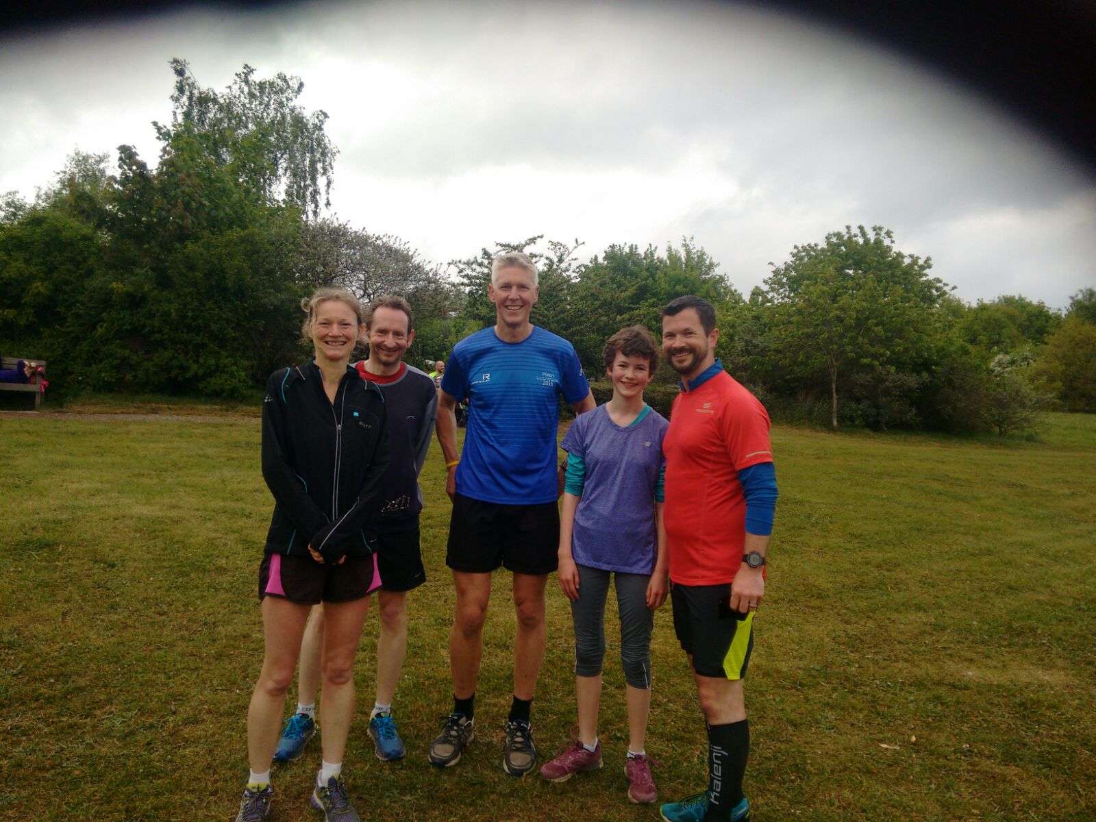 Heather Cater, Andy Thomas, Andy Bennett, Mollie and Duncan Robertson at Congleton parkrun