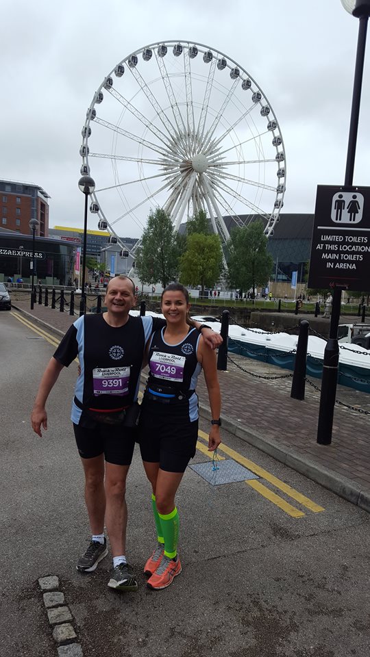 Paul Nicholls and Lynsey Astle at Liverpool Rock n Roll Marathon