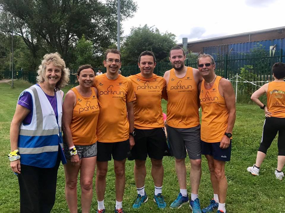 Paul Barnett with friends at Burnage parkrun